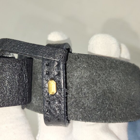 GUCCI Black Leather Belt Gold Tone GG Buckle main image 8